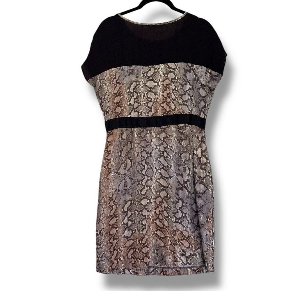 Zara Basic Snakeskin Print Lightweight Dress Blac… - image 2